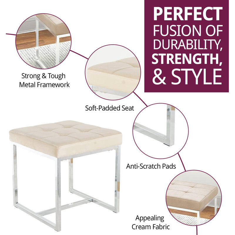 Finley Velvet Stool With Metal Base (pair), Brown