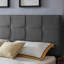 Très grande / très grande tête de lit: motif gaufré moderne, bords passepoilés, hauteur réglable de 48,5 à 53 po, partie de lit en tissu gris surpiqué, gris anthracite-583776884