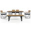 Ensemble de salle à manger 6 pièces en bois d'acacia, 1 table avec 4 chaises et 1 banc-1605553376