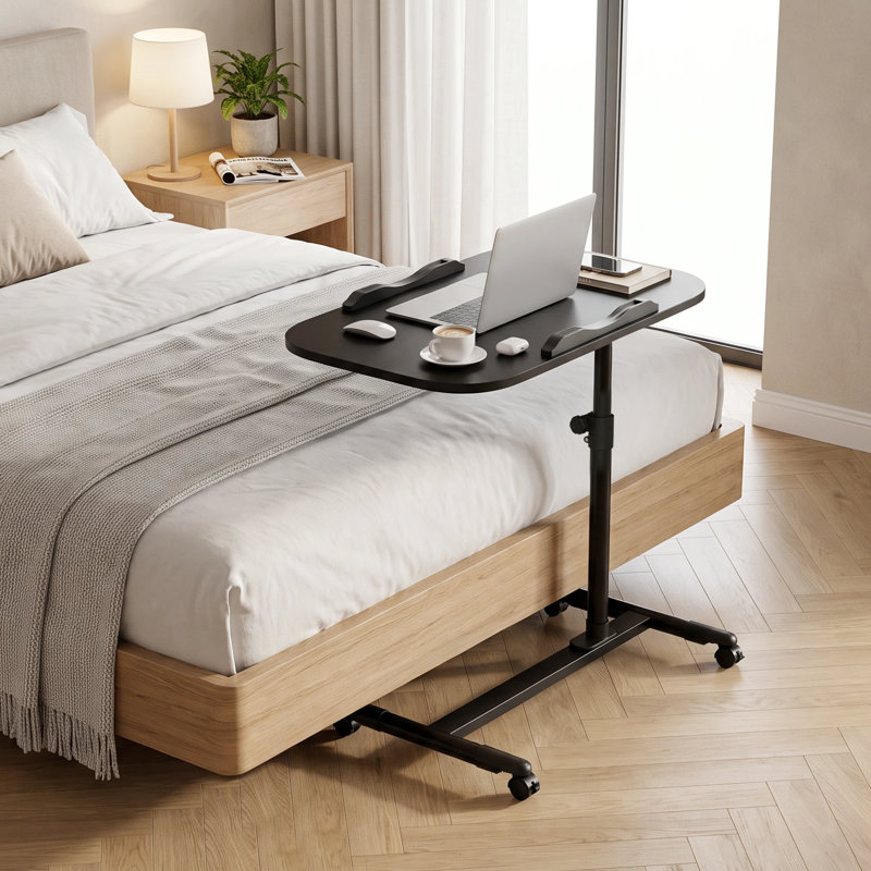 Mobile Standing Desk with Wheels, Rolling Desk Adjustable Height Sit-Stand Laptop Table for Home Office, Black