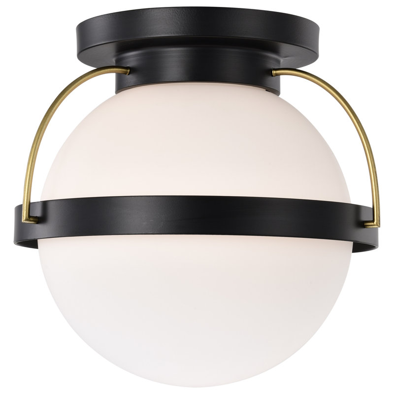Plafonnier encastré en verre Orleans, Noir mat, H 11,88 po x l 13 po x P 13 po