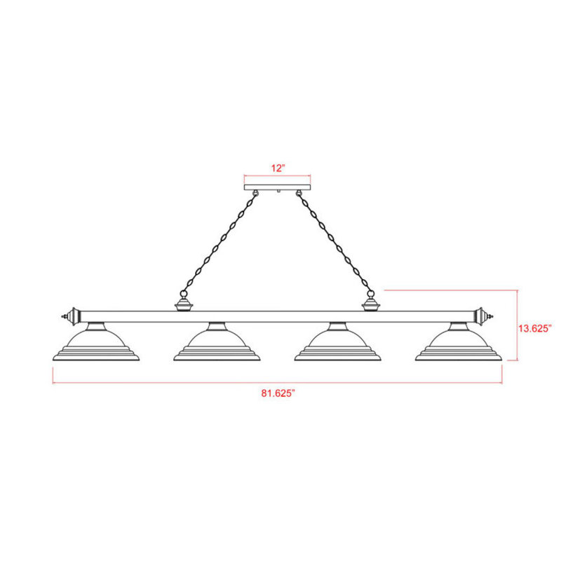 Matte Black and Brushed Nickel 4-Light Billiard Chandelier