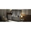 Grand lit avec bureau, lumières à DEL, station de charge - gris, mur peu encombrant pour les petites pièces, design moderne et contreplaqué, éclairage intégré gris facile à assembler, ports, bureau à domicile idéal ou invité-1982779592