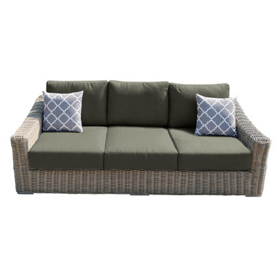 Damyanti 92.1'' Wide Straight Wicker Patio Sofa with Cushions