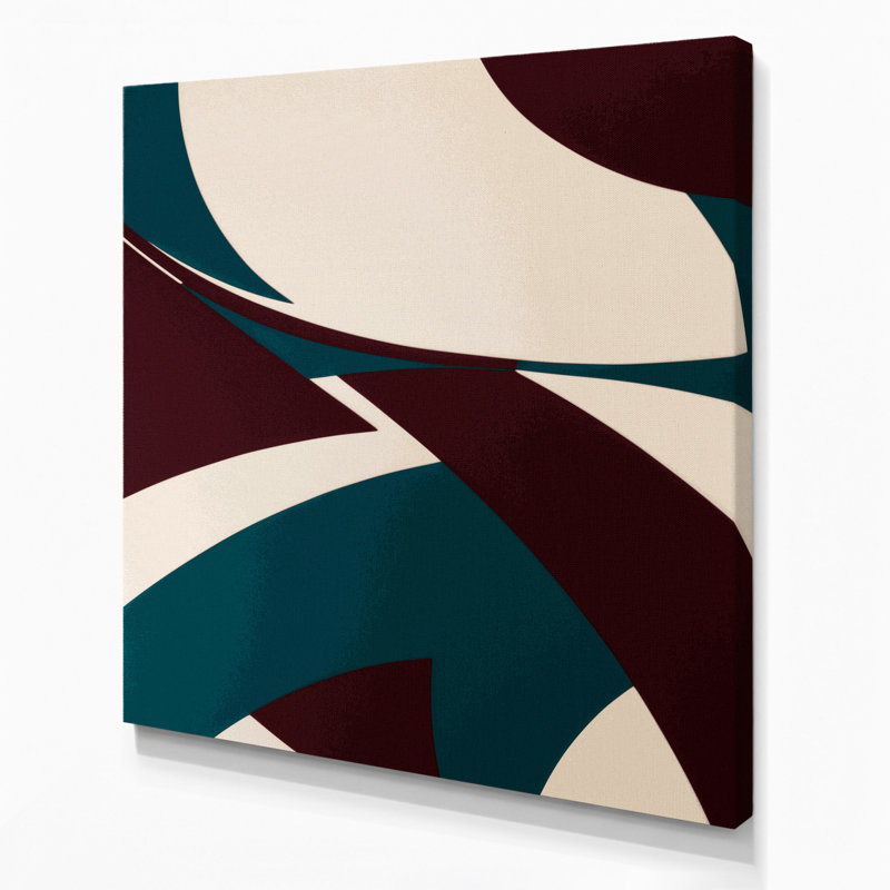 «Geometric Abstraction 60», art mural sur toile rouge, H 16 po x l 16 po