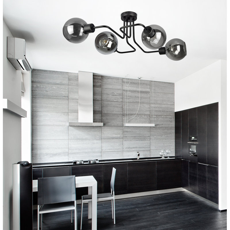 Sargat Glass Semi Flush Mount, Aluminium