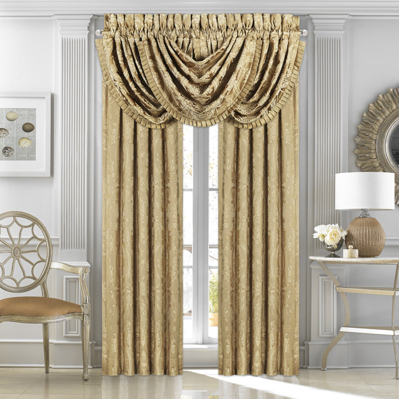 Gold Waterfall Rod Pocket Valance with Frills