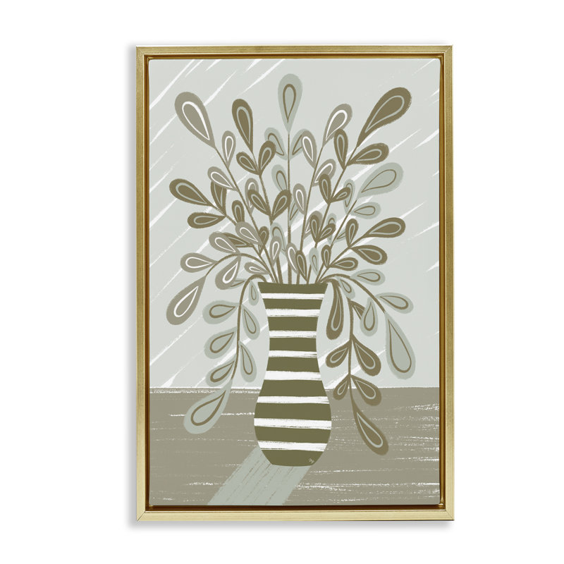 Cadre flottant discret avec feuillage minimaliste, design par Martina Pavlova, H 25 po x l 17 po