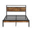 Structure de lit plateforme en métal avec tête de lit et pied de lit en bois avec doublure USB, aucun sommier nécessaire, grand rangement sous le lit, assemblage facile-1755375984