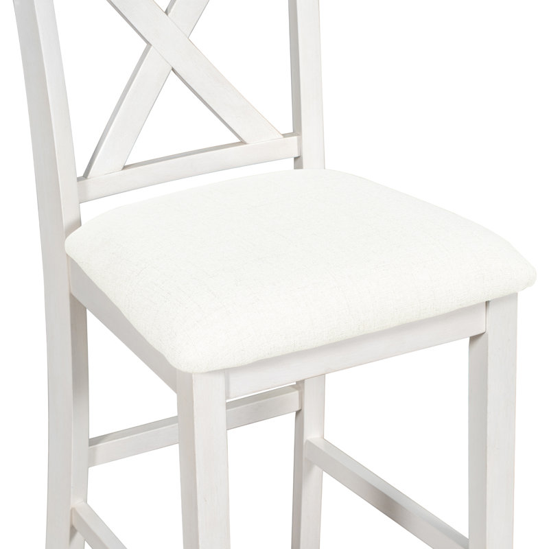 Toriana 4 - Person Four Leg Dining Set, Walnut, White, White/White
