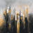 Abstract Gold Skyscraper - Cities Livingroom Canvas Art