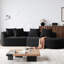 Canapé modulaire 112 pouces 4 places en chenille de 112 po de couleur noire avec coussins décoratifs, siège confortable pour regarder la télévision, mousse haute résilience, aucun assemblage requis, très grand et spacieux-1581170197-1581170187
