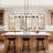 Modern 10-Light Matte Black Linear Chandelier for Dining & Kitchen