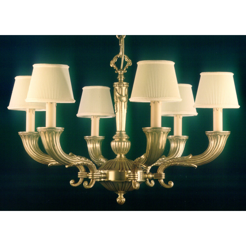 Decicco 6 - Light Shaded Chandelier, French Gold