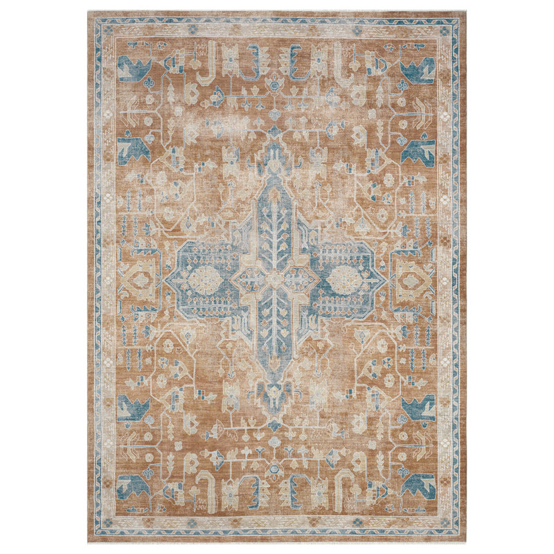 Tapis rouge en coton tissé à la machine Aldora Spice, Rectangle 9 pi 6 po x 13 pi 6 po