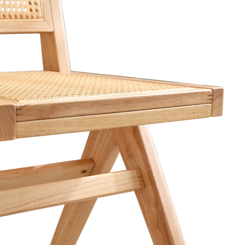 Chaise Alvonia rétro en bois d'hévéa massif, Or