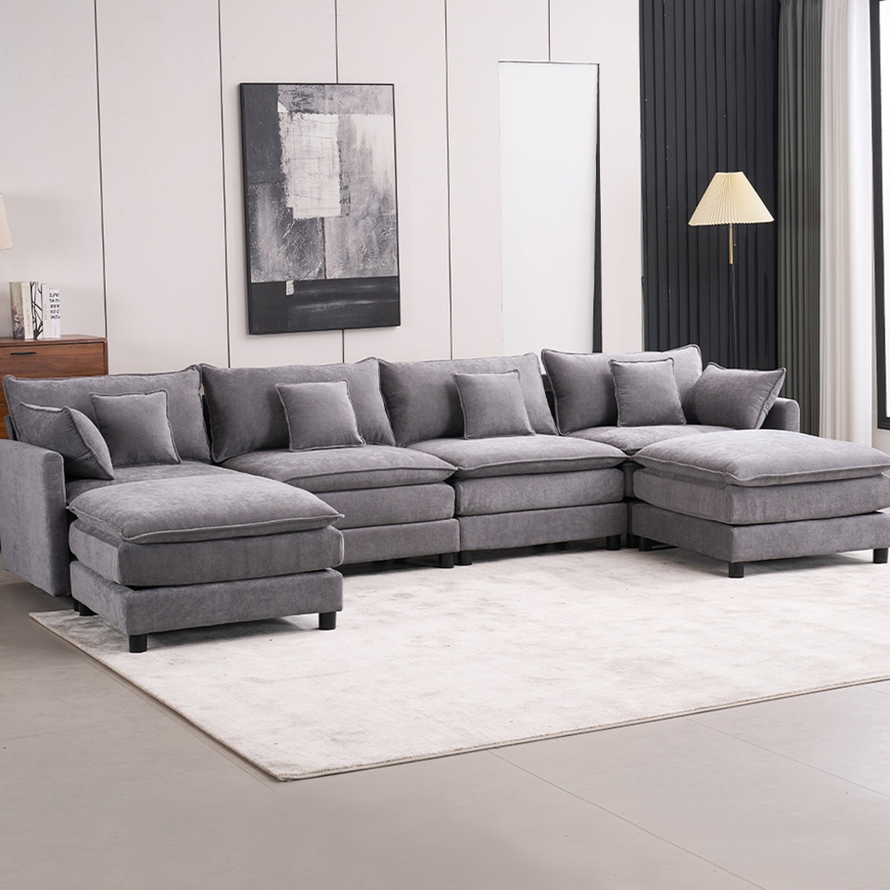 Hokku Designs U-shaped 4 Seat Modern Chenille Sectional Couch ...