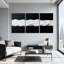 Abstrait noir et blanc, ensemble de 3 impressions sur toile-742375544