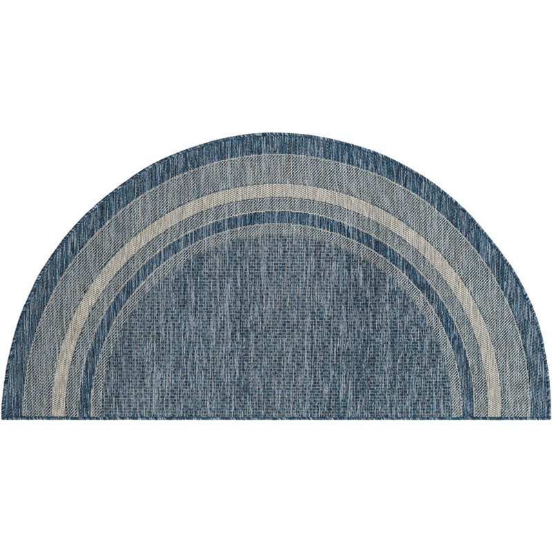 Tapis intérieur / extérieur bleu Swanee, Blue, Half-circle 3'1" x 6'1"