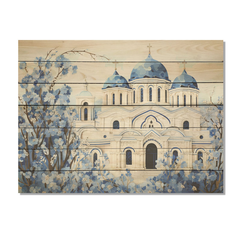Coastal Orthodox Church In Grèce IV - Grèce sur impression sur bois, H 10 po x l 20 po