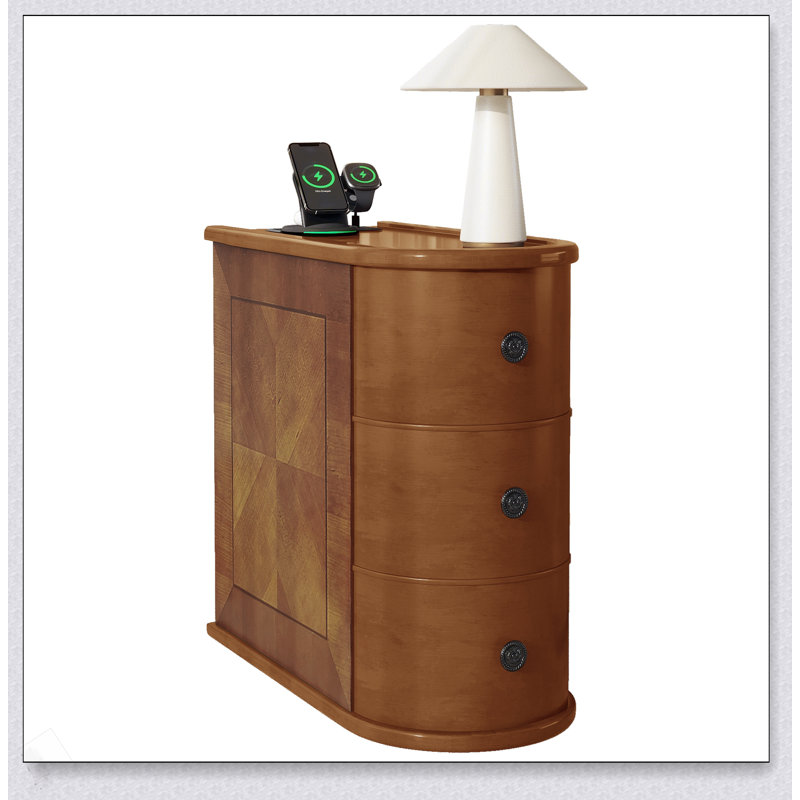 Table de bout avec station de charge, table d'appoint avec tiroirs, aucun assemblage requis