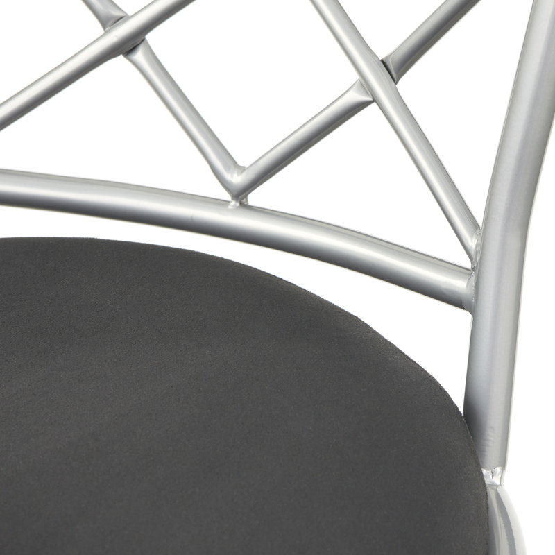 Lamoille Swivel Upholstered Adjustable Height Counter Stool with Metal Frame, Black, Silver