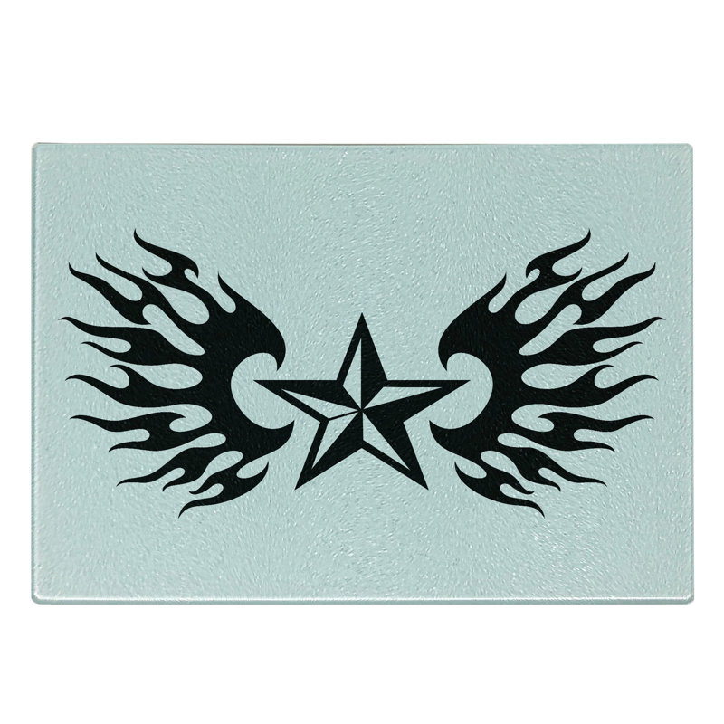 Planche à découper en verre trempé Ambesonne Texas Star Wings Design noir et blanc