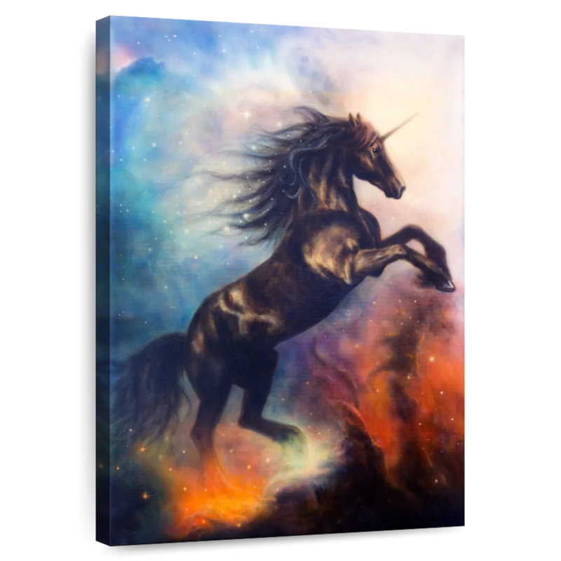 Kelan Cosmic Black Unicorn, 24" H x 16" W