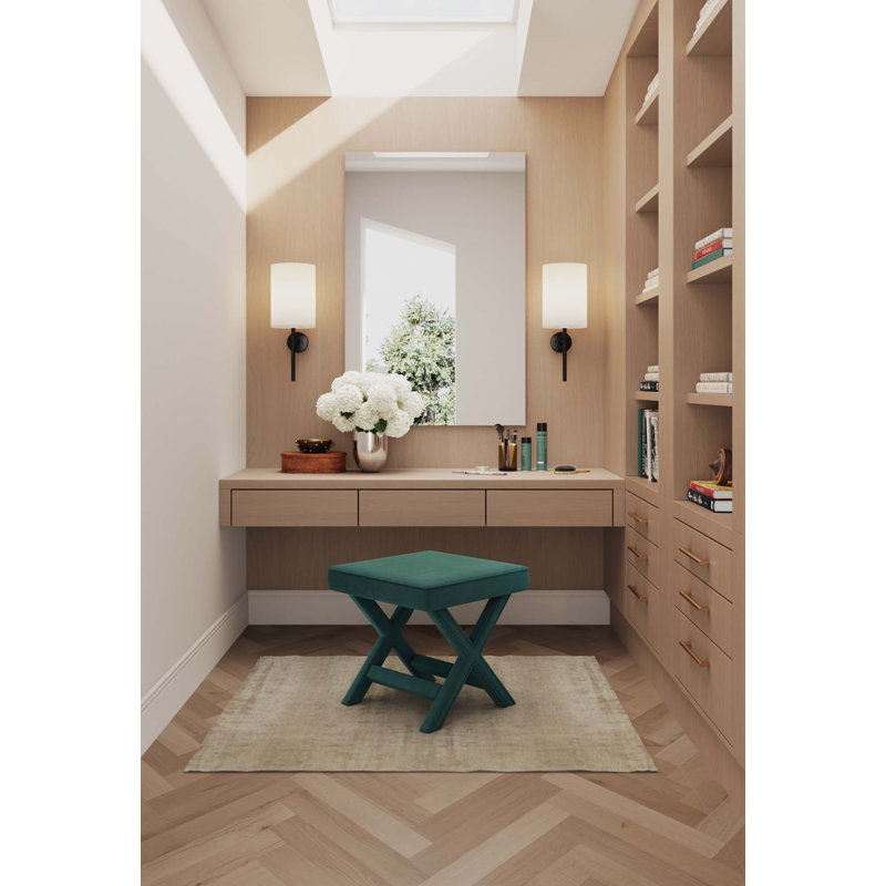 Faulkwoods Velvet Ottoman, Green