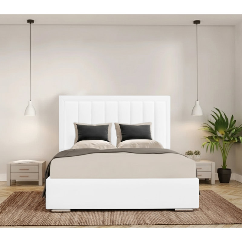 Cenka Upholstered Bed, King (5'), White