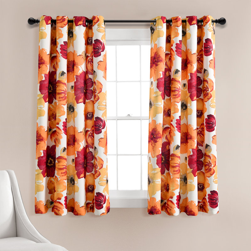 Leah Room Darkening Curtain Pair, 52"W x 63"L, Red