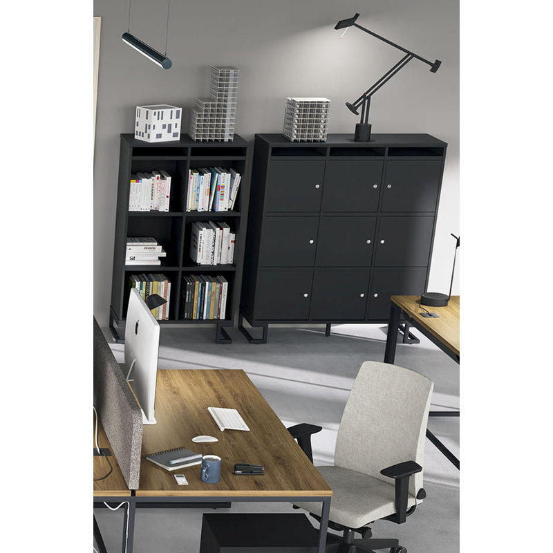 Debellis 101cm H x 119cm W Cube Bookcase, Black, Black