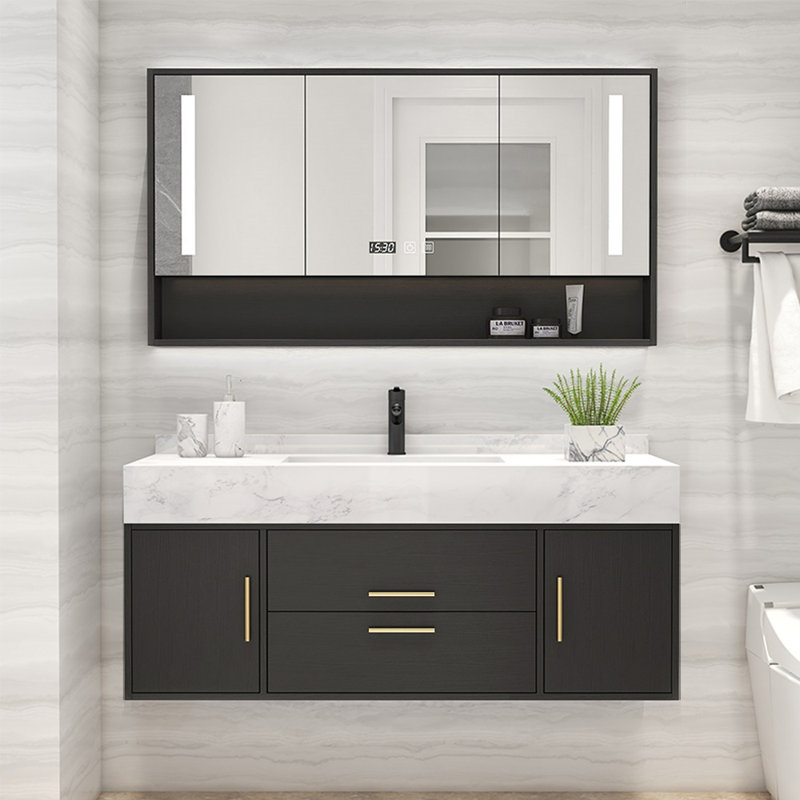 Modern light luxury bathroom cabinet., Black