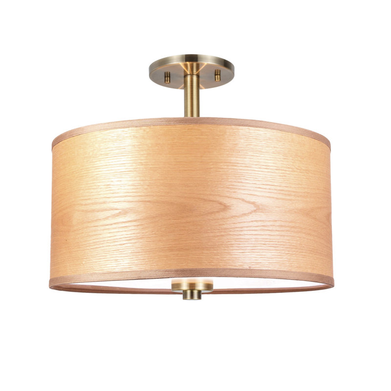 Drum - Vaneer Semi Flush Mount, Brulee, Brass