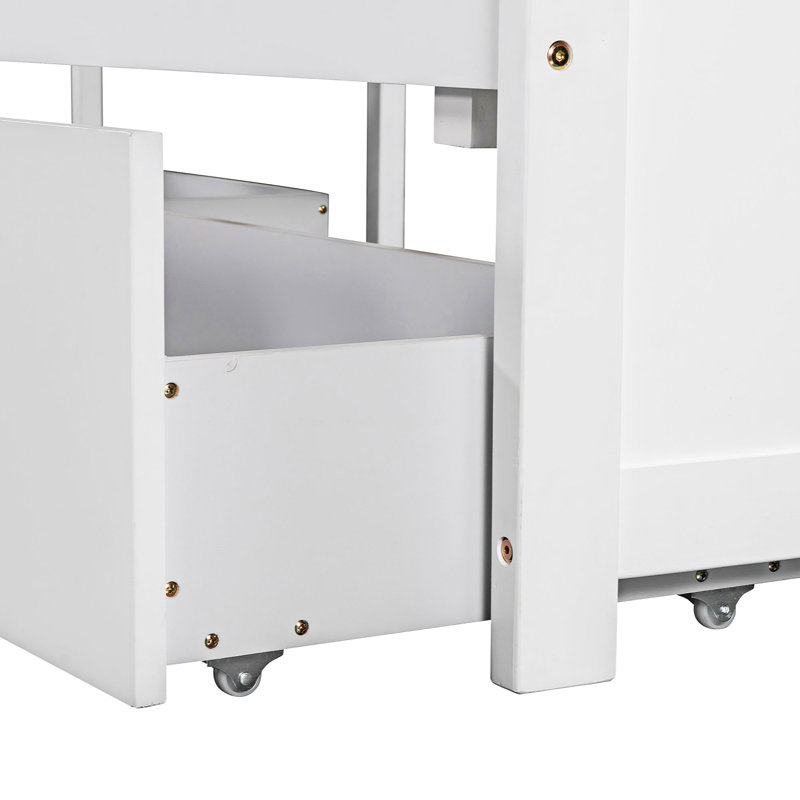 Kids Twin Platform with Trundle, White