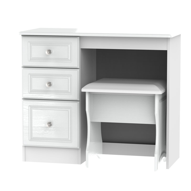 Fully Assembled Asphodèle Dressing Table Set, White Ash