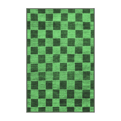 Tapis abstrait vert émeraude lavable à la machine 811