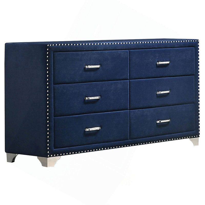 Commode et commode rembourrées bleu pacifique, Bleu