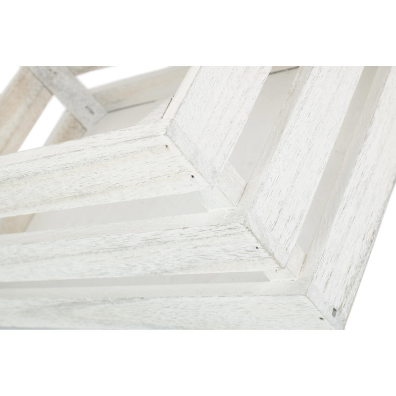 Wooden Slatted Storage Crate, 13.5cm H x 20cm W x 30cm D, White Wash