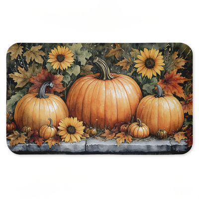 Autumn Pumpkins on Ledge Printed Anti-Fatigue Floor Mat, design by Creative Studio, 30"x18"
