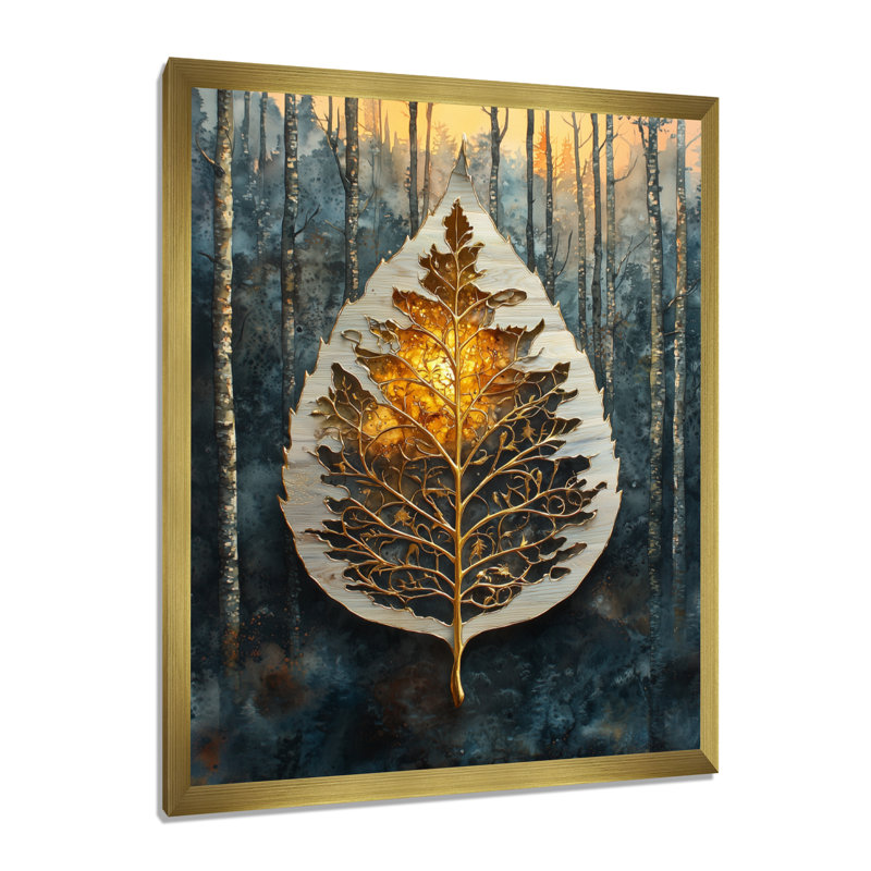 Girish - Floral Wall Art Living Room, H 20 po x l 12 po, Reproduction encadrée d'une seule photo, Doré