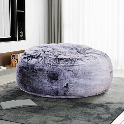 Fauteuil à billes rond en mousse à mémoire de forme moderne avec pieds en mousse à mémoire de forme 5 pi, mauve