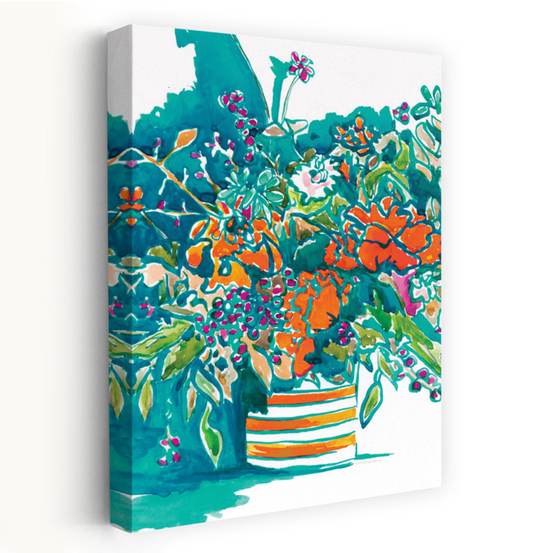 Teintes vives de l'été, art tropical abstrait, H 24 po x l 16 po