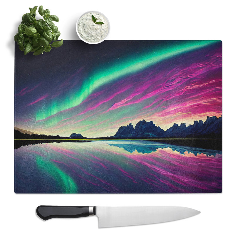 Exceptional Northern Lights  Glass Chopping Board