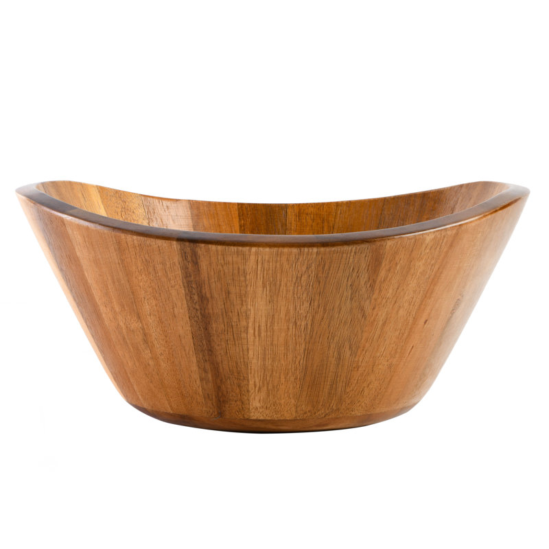 Sherwood Acacia Wood Salad Bowl with Serving Utensils, 10.25"