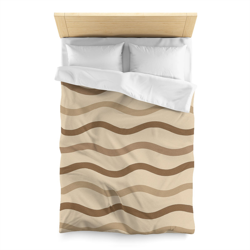 Microfiber Duvet Cover Boho Style, Design 29, Twin Duvet Cover, Brown/Beige/White