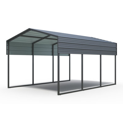 Outdoor Carport, 10 X 15 FT Carport, Heavy Duty Carport Canopy With Galvanized Steel Roof And Frame, Metal Carport Large Garage For Driveway Car