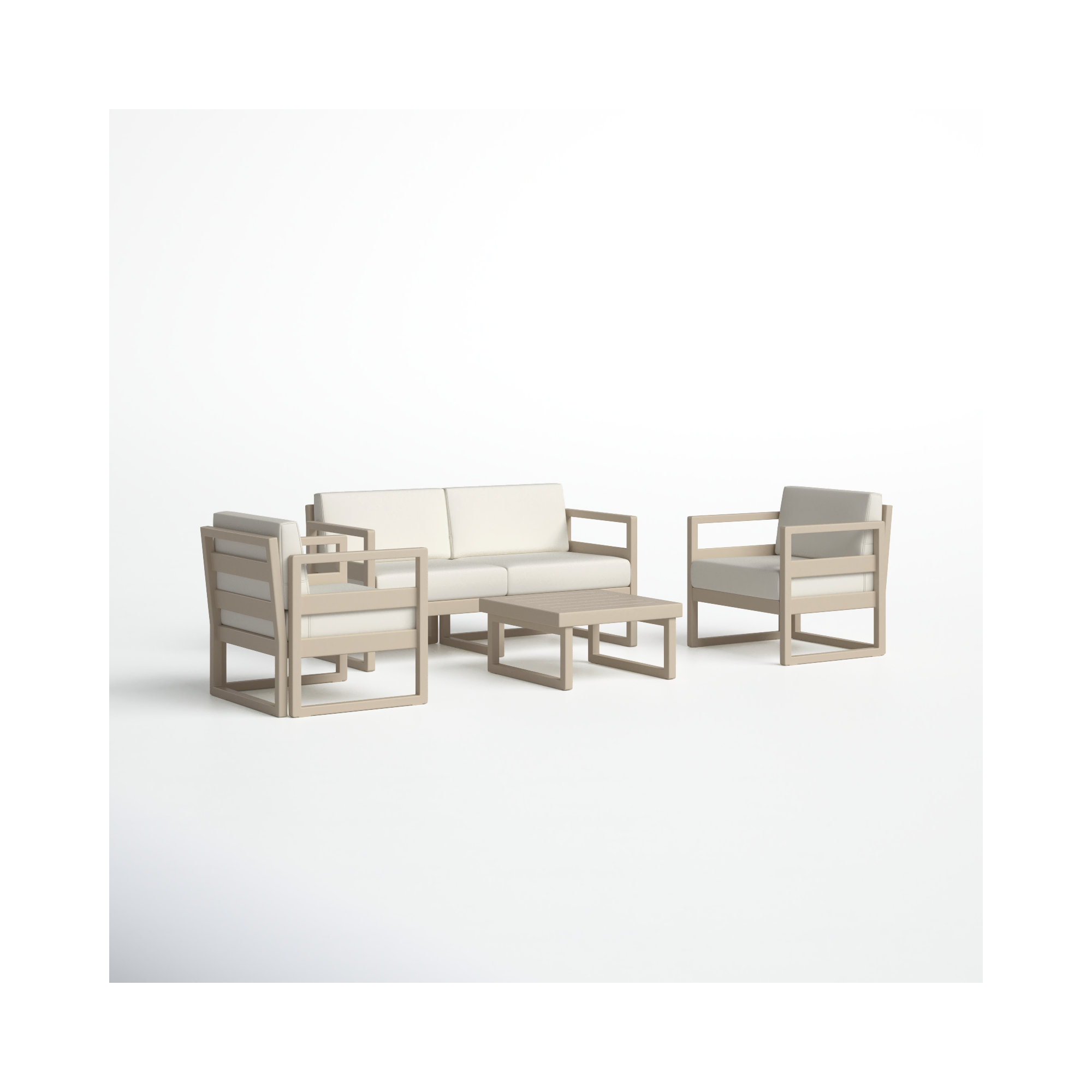 Lane 4 - Person Patio Conversation Set with Cushions, Natural, Taupe