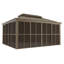 Pavillon de jardin 12 po x 16 po, véranda entièrement fermée avec portes coulissantes verrouillables, pavillon de jardin à toit double en acier galvanisé, solarium de patio à cadre en aluminium pour la cour arrière-129167806