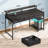 Rectangle Computer Desk with Shelves, Office Desk with Power Outlets & RGB LED Lights-493475201-493475202